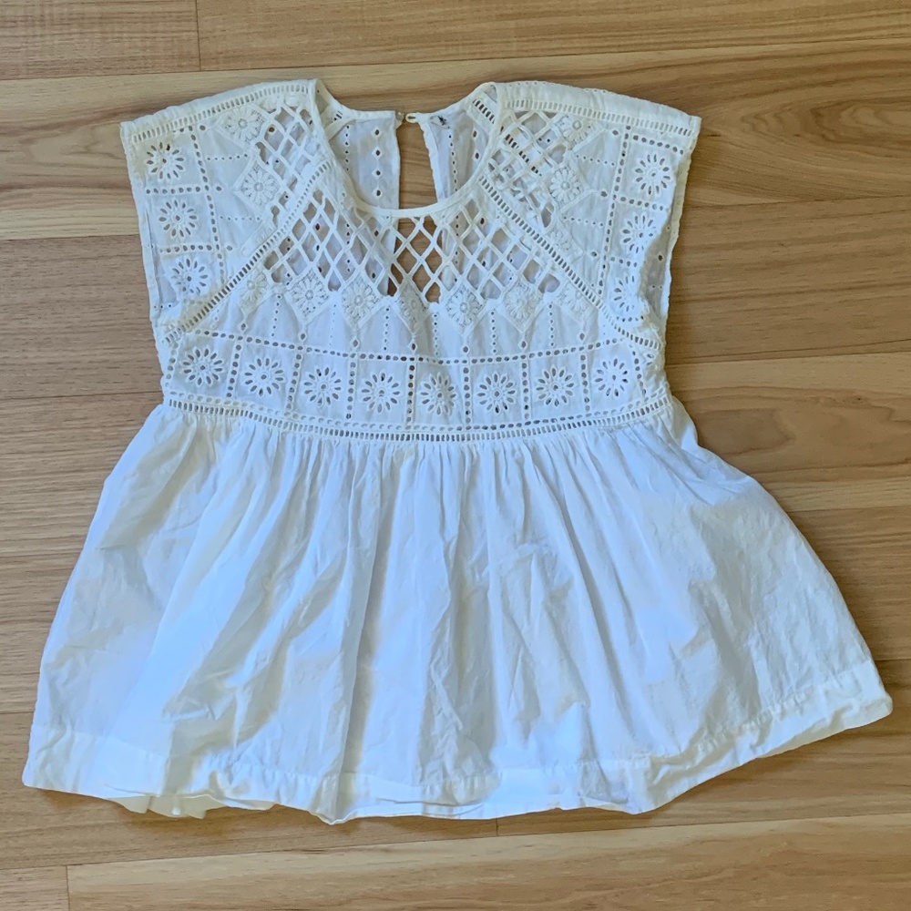 Bohemian Cotton Top w/ Cap Sleeves, Umpire Waist, and lace details